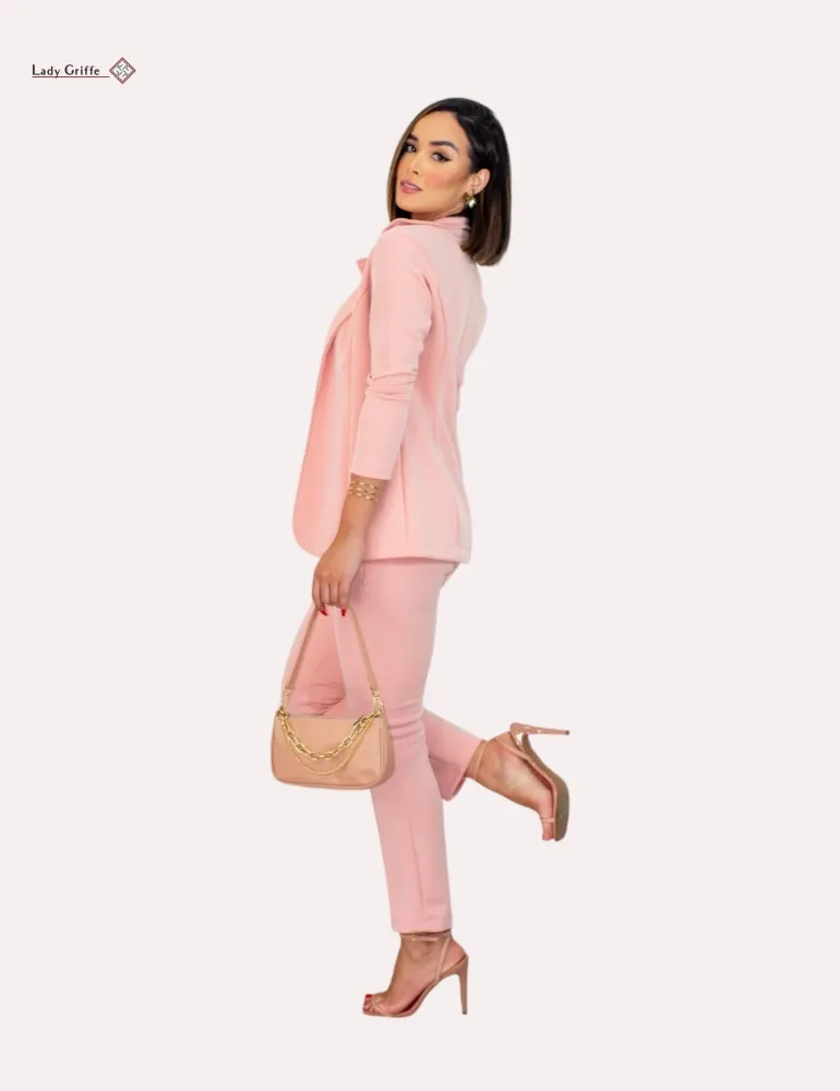 Conjunto Feminino de luxo Lady Griffe Rosa Bebê - Imagem 3